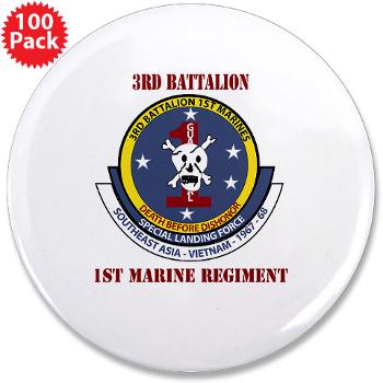 3B1M - M01 - 01 - 3rd Battalion - 1st Marines with Text - 3.5" Button (100 pack)